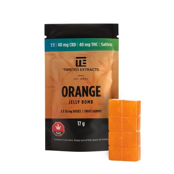 TWISTED EXTRACTS - 1:1 Orange Jelly Bomb (40mg THC + 40mg CBD)