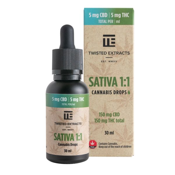 TWISTED Extracts - Sativa 1:1 Cannabis Oil Drops (150mg THC + 150mg CBD)