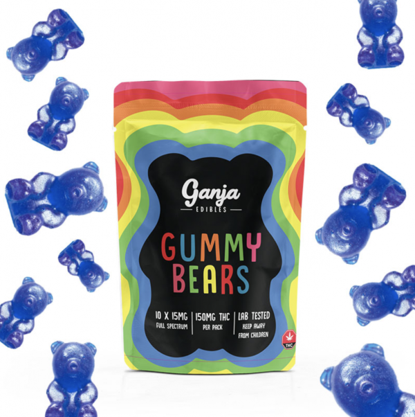 Ganja Edibles – Ganja Bears Blue Raspberry – 10 x 15mg THC