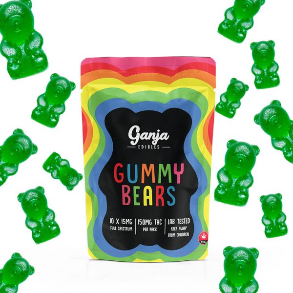 Ganja Edibles – Ganja Bears Green Apple – 10 x 15mg THC