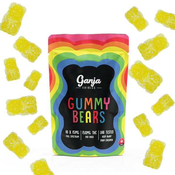 Ganja Edibles – Ganja Bears Sour Lemon Lime – 10 x 15mg THC