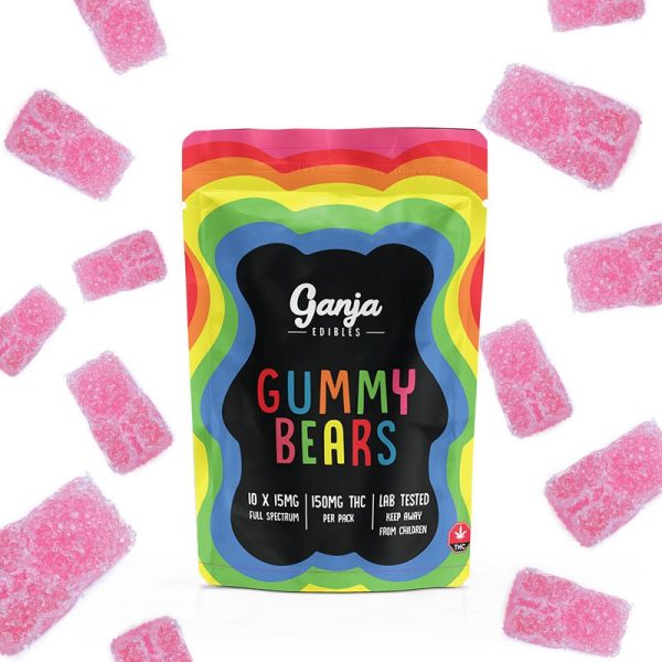 Ganja Edibles – Ganja Bears Sour Watermelon – 10 x 15mg THC