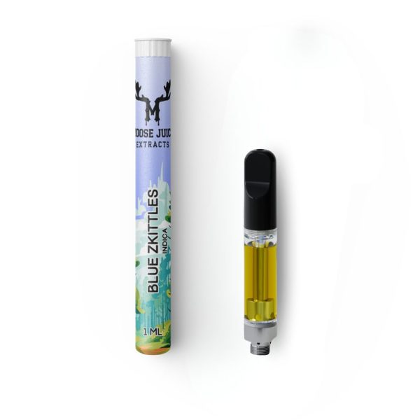 MOOSE JUICE EXTRACTS 1ML CARTRIDGE – BLUE ZKITTLES THC DISTILLATE (INDICA)