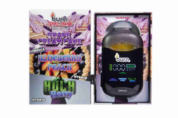 Burn Triple Combo – Grape Cream Cake + Blueberry Peach + Hulk Berry (3 Gram)